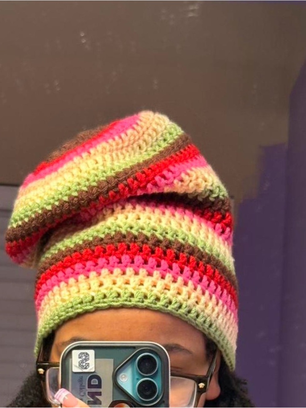 Kids Multicolor Striped Crochet Beanie Hat - Bright Stripes